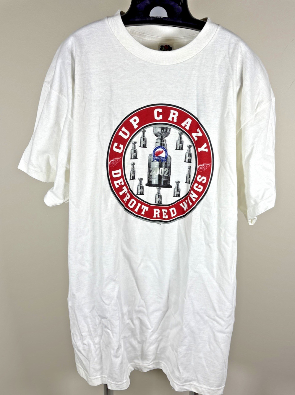 Vintage Detroit Red Wings 2002 Cup Crazy Stanley Cup Champions T-Shirt Men's XL